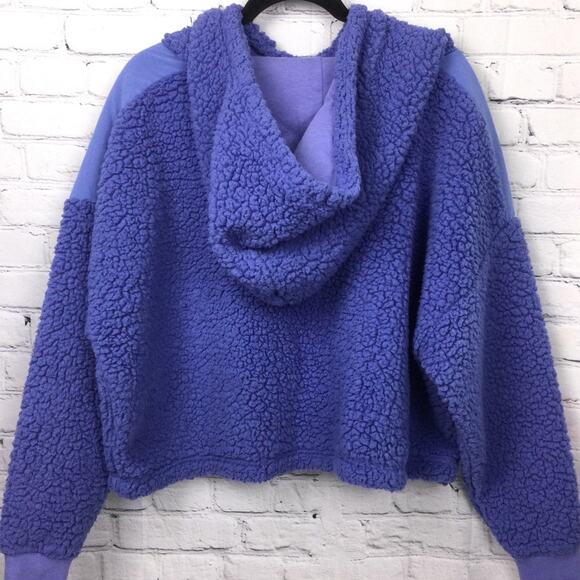 Z By Zella Sheila Sherpa Fleece Hooded Crop Lavender Pullover Athleisure Top XL - Picture 4 of 10